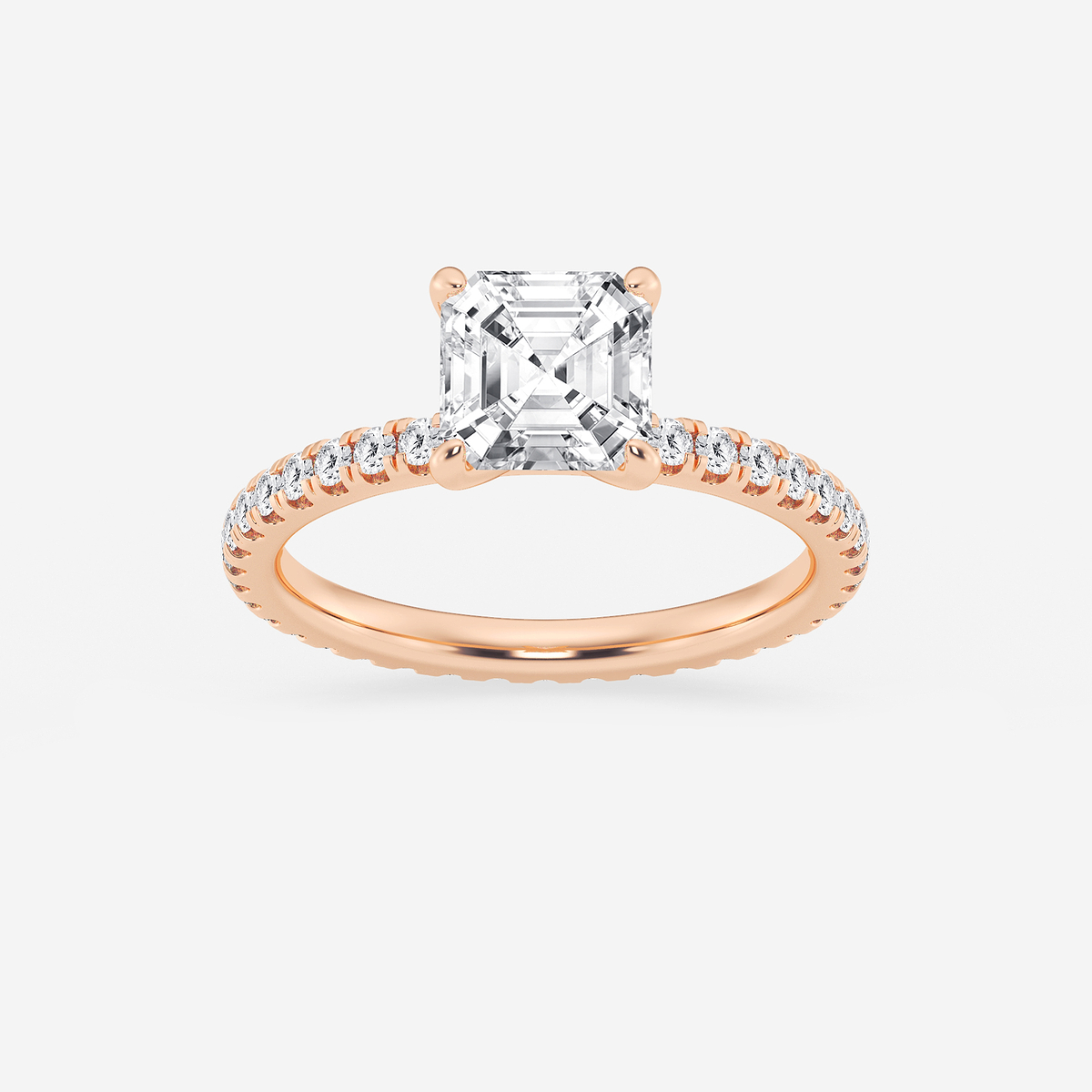 2 ctw Asscher Lab Grown Diamond Eternity Engagement Ring